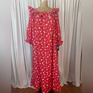 Printfresh NWT Red Ruffle Heart Print Nightgown